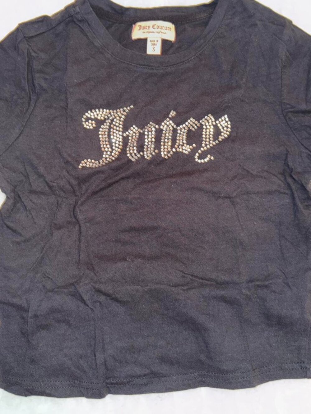 Juicy Couture black baby tee with rhinestone logo